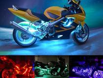 RGB Multi-Color LED Motorcycle Accent Strip Light Kit with Bluetooth and RF Remote Control Race Sport Lighting