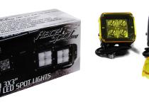3x3 Inch 16W 4-LED Cube Spot Lights w/ Amber Cover Sold as Pair Street Series Race Sport Lighting