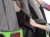 Replacement Window Kit 07-09 2DR JK Mopar Factory Top Only (2)Qtr Windows(1) Rear Window Tinted Glass Black Diamond Vinyl MasterTop