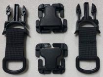 PALS/MOLLE D-Ring Acetal Every Which Way Quick Side Release Buckle Kit Pair Black Bartact