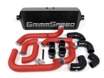 Front Mount Intercooler Kit Black Coated Black Piping For Subaru 08-14 WRX GrimmSpeed