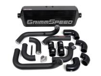 Front Mount Intercooler Kit Black Coated Black Piping For Subaru 08-14 WRX GrimmSpeed