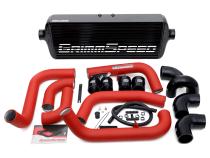 Front Mount Intercooler Kit Black Coated Black Piping For Subaru 08-14 STI GrimmSpeed