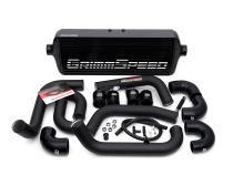 Front Mount Intercooler Kit Black Coated Black Piping For Subaru 08-14 STI GrimmSpeed