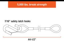 Curt Towing Safety Cable Kit (44 1/2 Inch Long w/ 2 Snap Hooks 5000 lbs. 2-Pack) RockJock 4X4