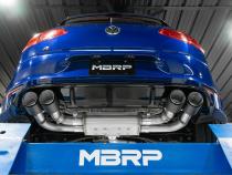 2015-21VW Golf R T304 Stainless Steel 3 inch Cat-Back Active Quad Rear Exit with Carbon Fiber Tips MBRP