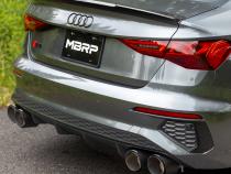 2022-Up Audi S3 2.0L Armor Pro 3 Inch Cat-Back 2.5 Inch Quad Rear Exit Active Exhaust System with Carbon Fiber Tips MBRP