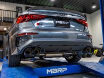 2022-Up Audi S3 2.0L Armor Pro 3 Inch Cat-Back 2.5 Inch Quad Rear Exit Active Exhaust System with Carbon Fiber Tips MBRP