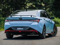 2022-2023 Hyundai Elantra N 2.0L Turbo Armor Pro T304 Stainless Steel 3 Inch Cat-Back Dual Split Rear with Carbon Fiber Tips Active MBRP
