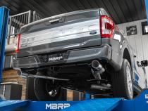21-Up Ford F-150 Black Coated Aluminized Steel 3 Inch Cat-Back 2.5 Inch Dual Split Rear Exhaust System MBRP