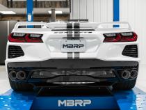 2020-2023 Chevrolet Corvette C8 6.2L Armor Pro T304 Stainless Steel 3 Inch Cat-Back Quad Split Rear with Carbon Fiber Tips Valve Delete MBRP