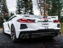 2020-2023 Chevrolet Corvette C8 6.2L Armor Pro T304 Stainless Steel 3 Inch Cat-Back Quad Split Rear with Carbon Fiber Tips Valve Delete MBRP