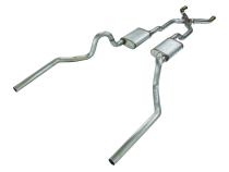 68-72 Chevelle High Tuck 2.5 Inch Crossmember Back W/X-Pipe and 18 Inch Race Pro Mufflers System Pypes Performance Exhaust