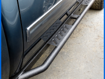 Trax Side Steps Compatible with 07-18 Chevy Silverado GMC Sierra 1500; 07-19 2500 3500HD; 19 LD / Limited Crew Cab Textured Black Drop Step Rail Running Board Tyger Auto